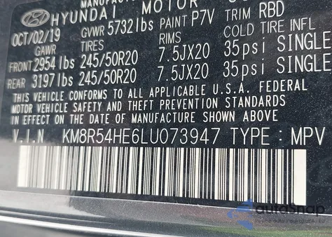 2020 Hyundai Palisade Limited from USA, damaged, VIN KM8R54HE6LU073947
